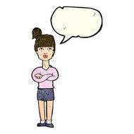 cartoon annoyed woman with speech bubble N41