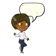 cartoon surprised woman with speech bubble N53