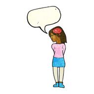 cartoon brainy woman with speech bubble N3