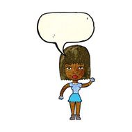cartoon waving woman with speech bubble N37