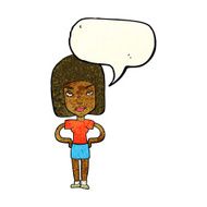 cartoon annoyed woman with speech bubble N42