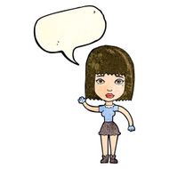 cartoon waving woman with speech bubble N39
