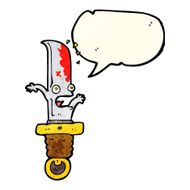 cartoon frightened knife with speech bubble N3