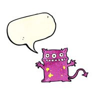 cartoon little monster with speech bubble N7