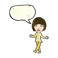 cartoon surprised woman with speech bubble N56
