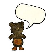 cartoon teddy black bear with speech bubble N3