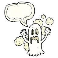 cartoon spooky ghost with speech bubble N11
