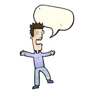 cartoon terrified man with speech bubble N48