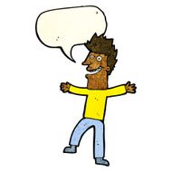 cartoon happy man with speech bubble N94