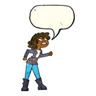 cartoon angry biker girl with speech bubble N3