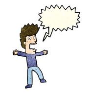 cartoon terrified man with speech bubble N49