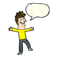 cartoon happy man with speech bubble N95