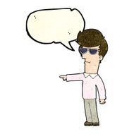 cartoon man in glasses pointing with speech bubble N4