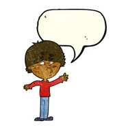 cartoon worried man reaching with speech bubble N5