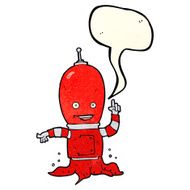 cartoon alien spaceman with speech bubble N5
