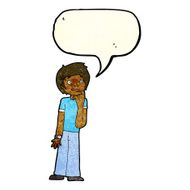cartoon boy wondering with speech bubble N3