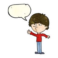 cartoon worried man reaching with speech bubble N6