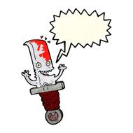 crazy cartoon knife character with speech bubble N3
