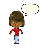 cartoon woman staring with speech bubble N7