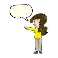 cartoon pretty woman pointing with speech bubble N10