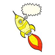 cartoon spaceship with speech bubble N8