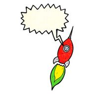 cartoon spaceship with speech bubble N10