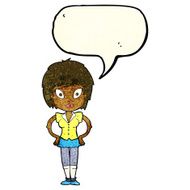 cartoon pretty girl with speech bubble N20