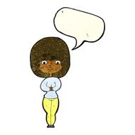 cartoon shy woman with speech bubble N13