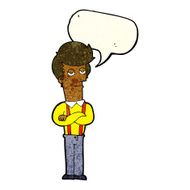 cartoon bored man with speech bubble N11