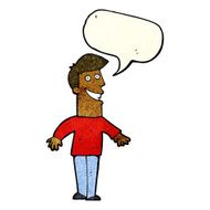 cartoon grinning man with speech bubble N18