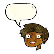 cartoon happy boy face with speech bubble N11