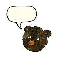 cartoon black bear face with speech bubble N7