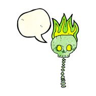 cartoon spooky skull and spine with speech bubble N3