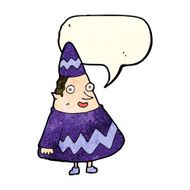 cartoon elf with speech bubble N4