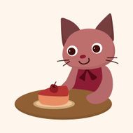animal cat having afternoon tea theme elements N10