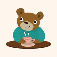 animal bear having afternoon tea theme elements N4