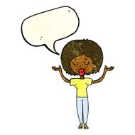 cartoon peaceful woman with speech bubble N3
