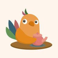 animal bird having afternoon tea theme elements N3