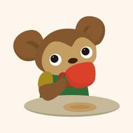 animal monkey having afternoon tea theme elements N7