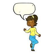 cartoon dancing woman with speech bubble N12