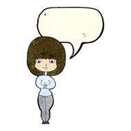 cartoon shy woman with speech bubble N14