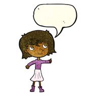 cartoon happy girl with speech bubble N18