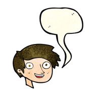 cartoon happy boy face with speech bubble N13