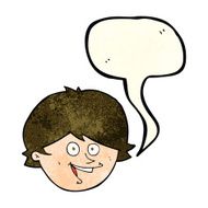 cartoon happy boy face with speech bubble N14