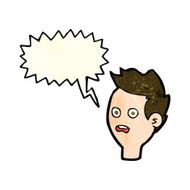 cartoon shocked man with speech bubble N25