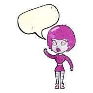 cartoon robot woman waving with speech bubble N6