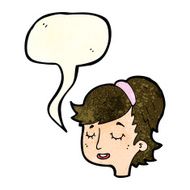 cartoon pretty female face with speech bubble N23
