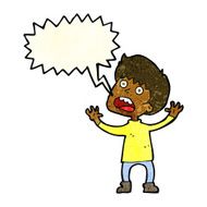 cartoon stressed boy with speech bubble N2