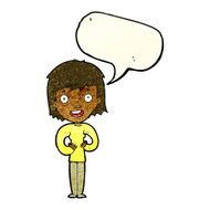 cartoon happy woman with speech bubble N59
