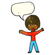 cartoon waving woman with speech bubble N41